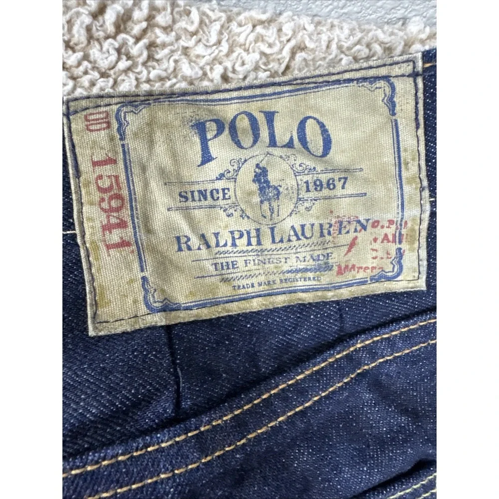Vintage Polo Ralph Lauren Jeans Mens 34x34 Blue Straight Denim 15941 Button Fly